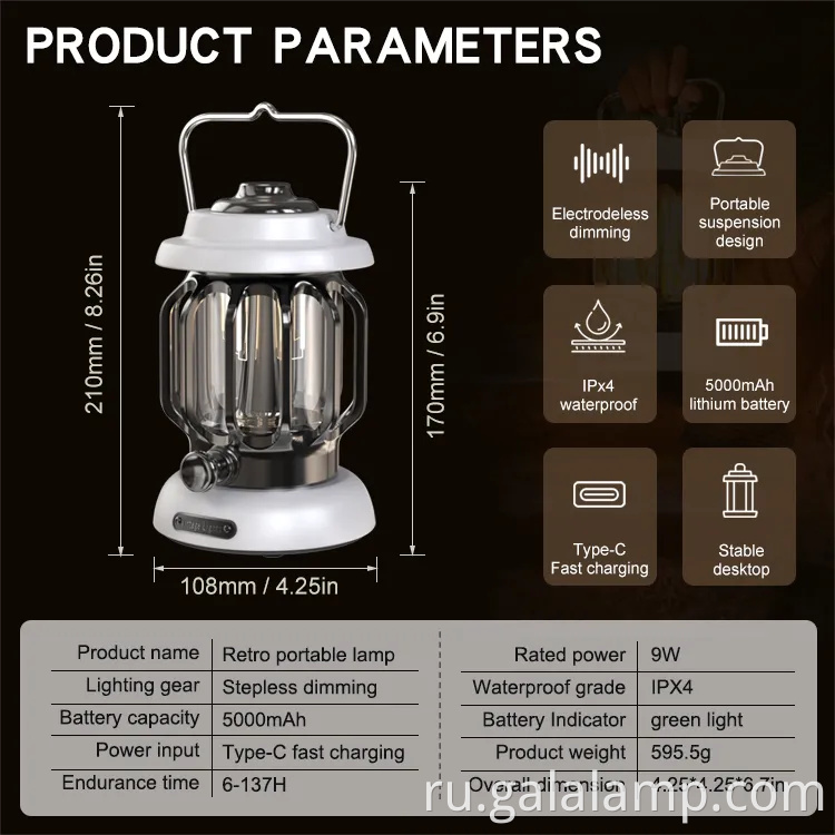 Винтажный светодиодный фонарь для кемпинга и безопасности на открытом воздухе